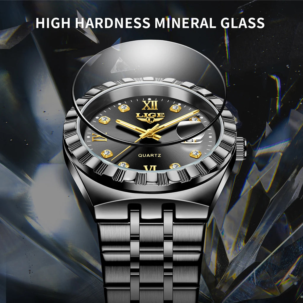 LIGE Original Quartz Man Wristwatch Fashion Luxury Date Waterproof Luminous Stainless Steel Casual Sports Clocks Watches for Men