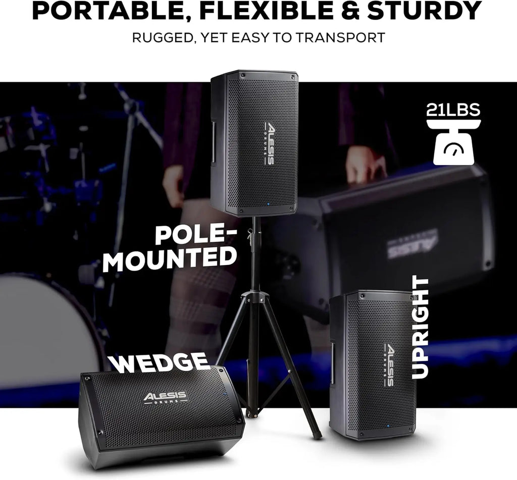 Strike Amp 8 MK2-2000W Drum Amp Speaker for Electric Drum Set with Bluetooth, 8" Woofer, HPF EQ and Ground-Lift Switch