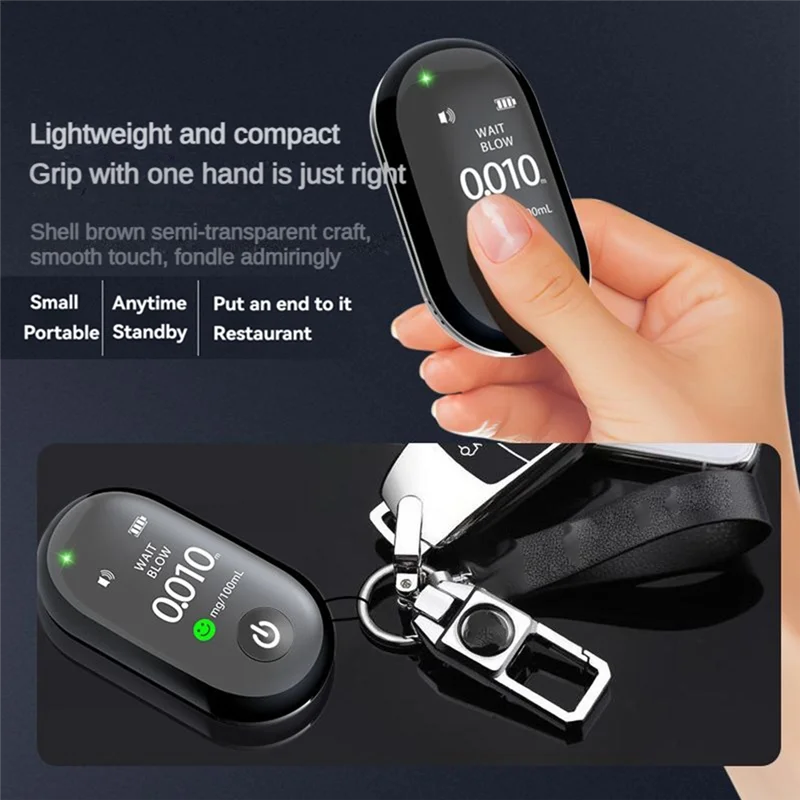 SUNRI-Compact Highly Accurate Alcohol Detector Rechargeable Long-Lasting Breathalyzer G1 Multi-Language Tester