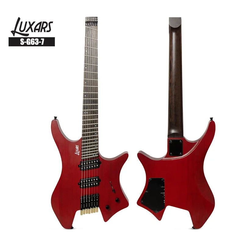Wholesale OEM String Instrument HH Humbucker Pickups 24 Rounded End Frets High Quality 7 Strings Headless Electric Guitar Kit