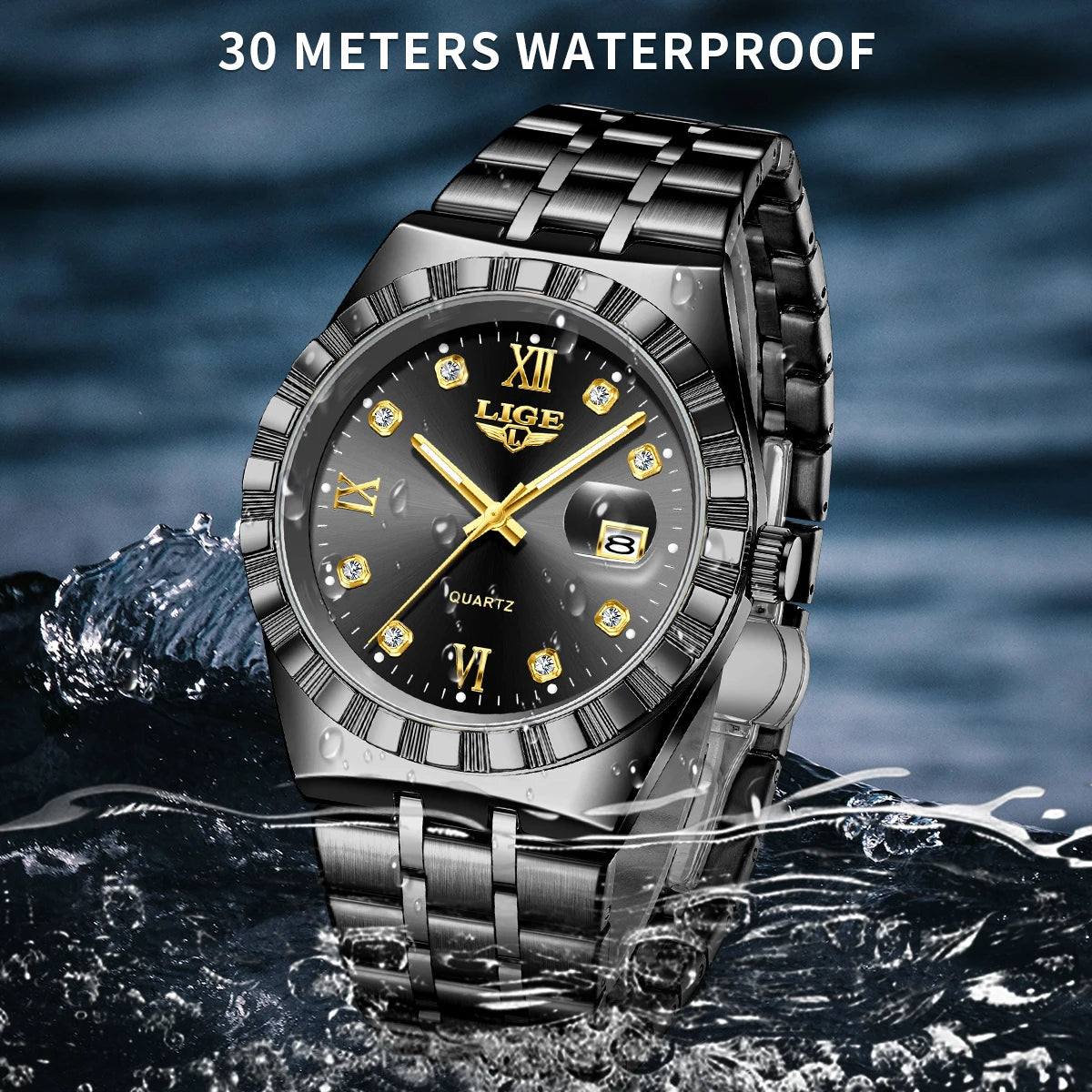 LIGE Original Quartz Man Wristwatch Fashion Luxury Date Waterproof Luminous Stainless Steel Casual Sports Clocks Watches for Men