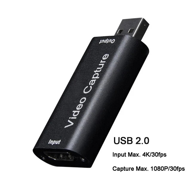 USB Audio Video Capture Card 4K 1080P HDMI-compatible USB 3.0 Record to DSLR Camcorder Action Cam for Gaming Streaming Teaching