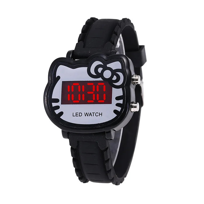 1pcs/set; Hot sale cute kt cat LED electronic watch silicone electronic children's watch female student watch