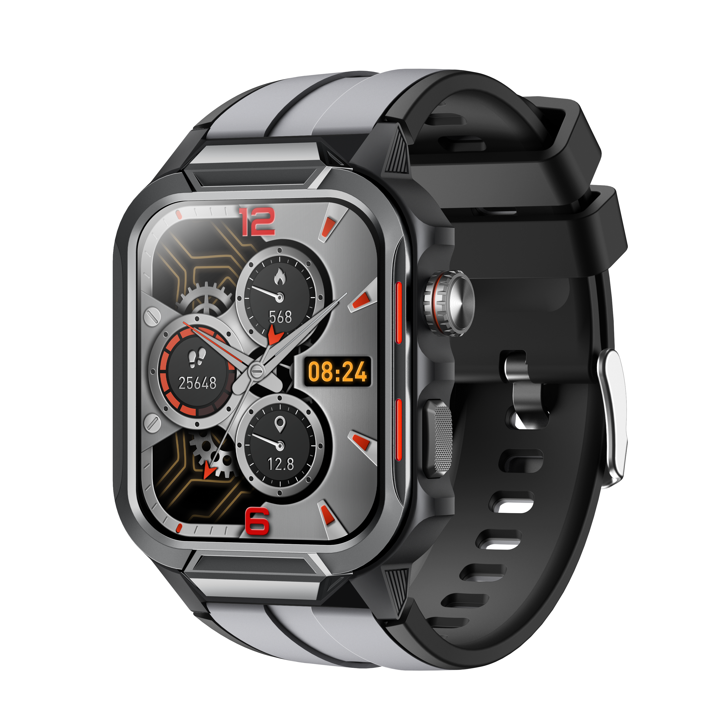 Rugged Smartwatch for Men 3ATM Waterproof Smartwatch 1.96 inch screen for Android and iOS Phones Fitness Tracker Watch with 100+ Sports Modes-4
