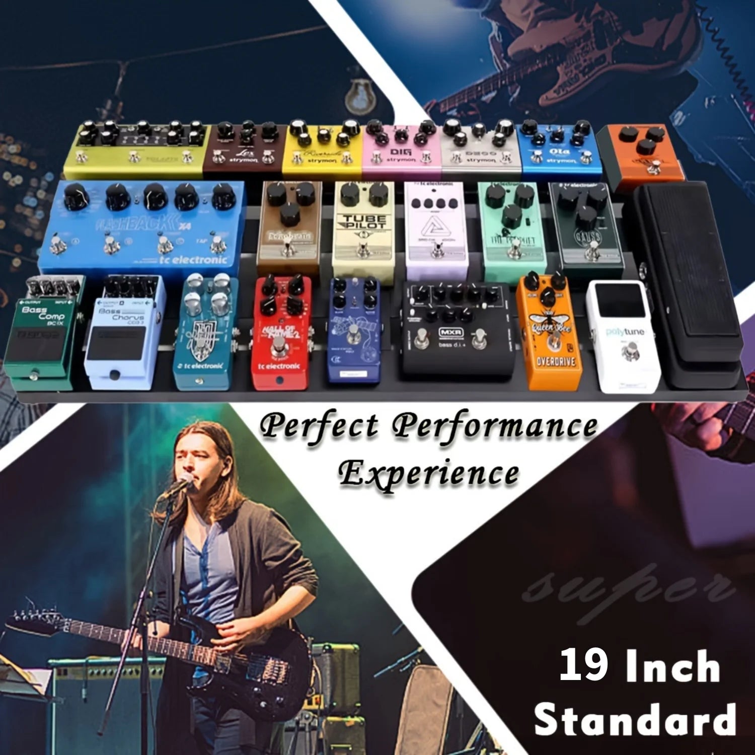19inch guitar pedals with durable metal construction and lightweight 4row tilt design made of aerospace-grade aluminum
