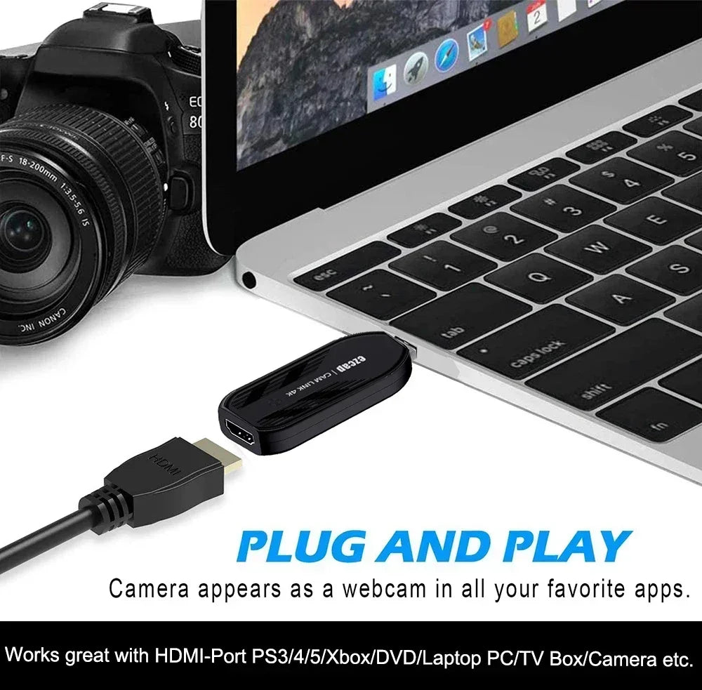 Ezcap331 1080p@120hz 4K@30hz USB 3.0 HDMI Video Capture Card Recorder for DSLR Camcorder Camera Laptop PC Live Streaming Record
