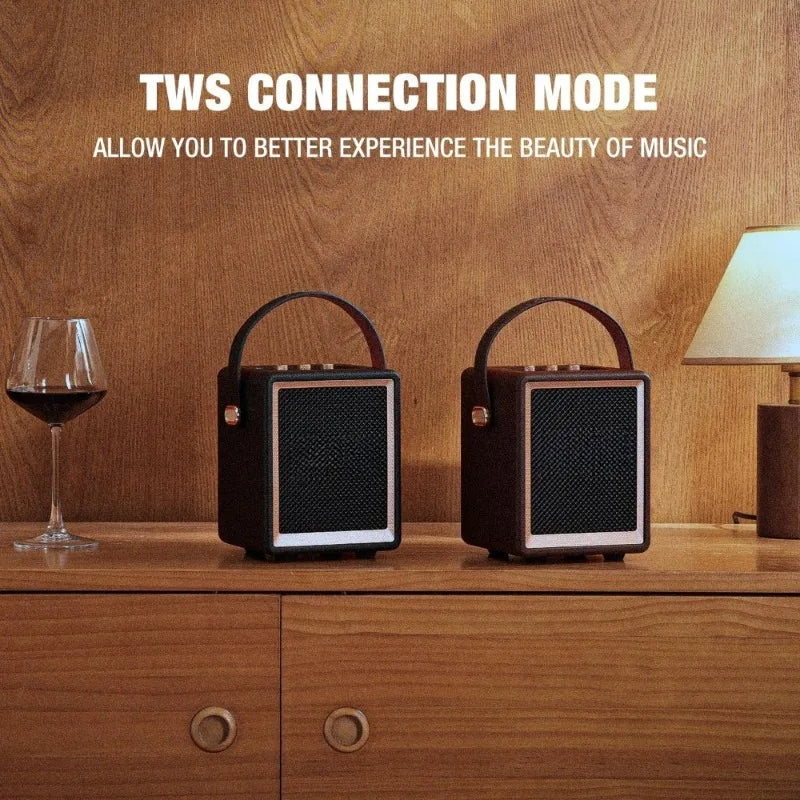 Wooden Portable Bluetooth Speaker with Handle 5000mAh Battery Wireless Outdoor Indoor Travel Camping