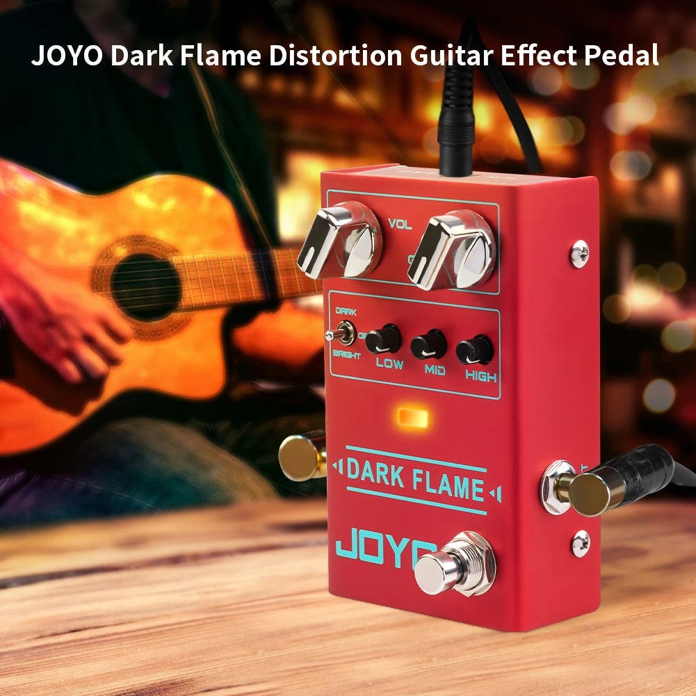 JOYO-R-17 DARK FLAME Distortion Pedal, High Gain Metal Effect, Multiple Tones, 3 Band EQ Pedal for Guitar, Riff Solo