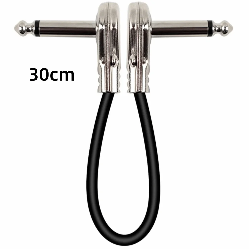 15cm/30cm Guitar Effects Pedal Cable Copper Core Flat Design Guitar Instrument Cable Surface Wire Right-angle Plug Cable