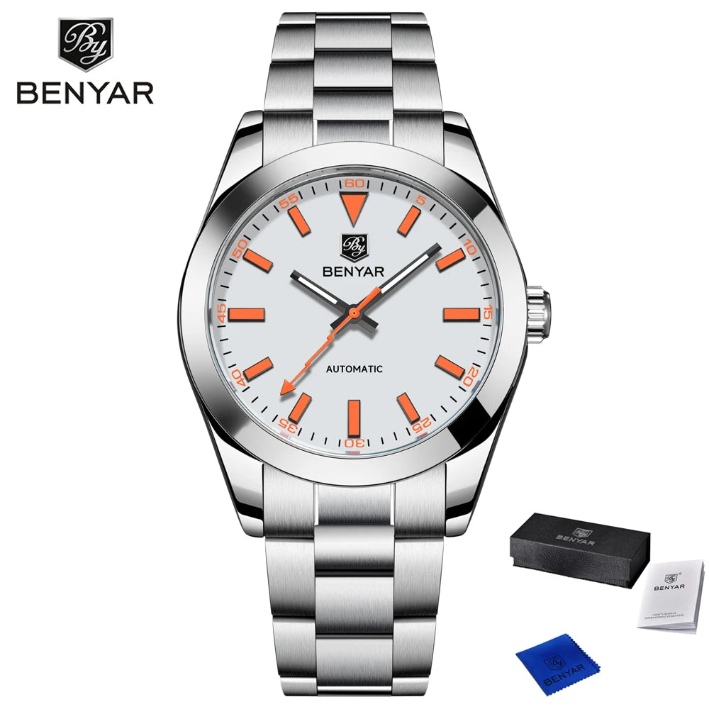 2026 New BENYAR Men's Watches Top Luxury Automatic Watch For Men Mechanical Wristwatch Stainless Steel Waterproof Luminous Gift