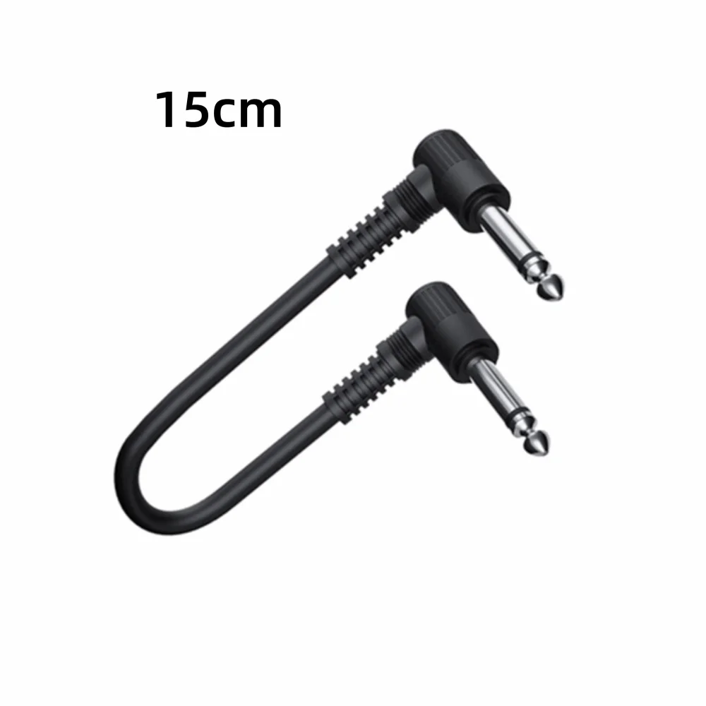 15cm/30cm Guitar Effects Pedal Cable Copper Core Flat Design Guitar Instrument Cable Surface Wire Right-angle Plug Cable