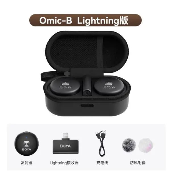Intelligent Active Noise Reduction Button Wireless Lavalier Microphone Receiver And Recorder For Live Streaming