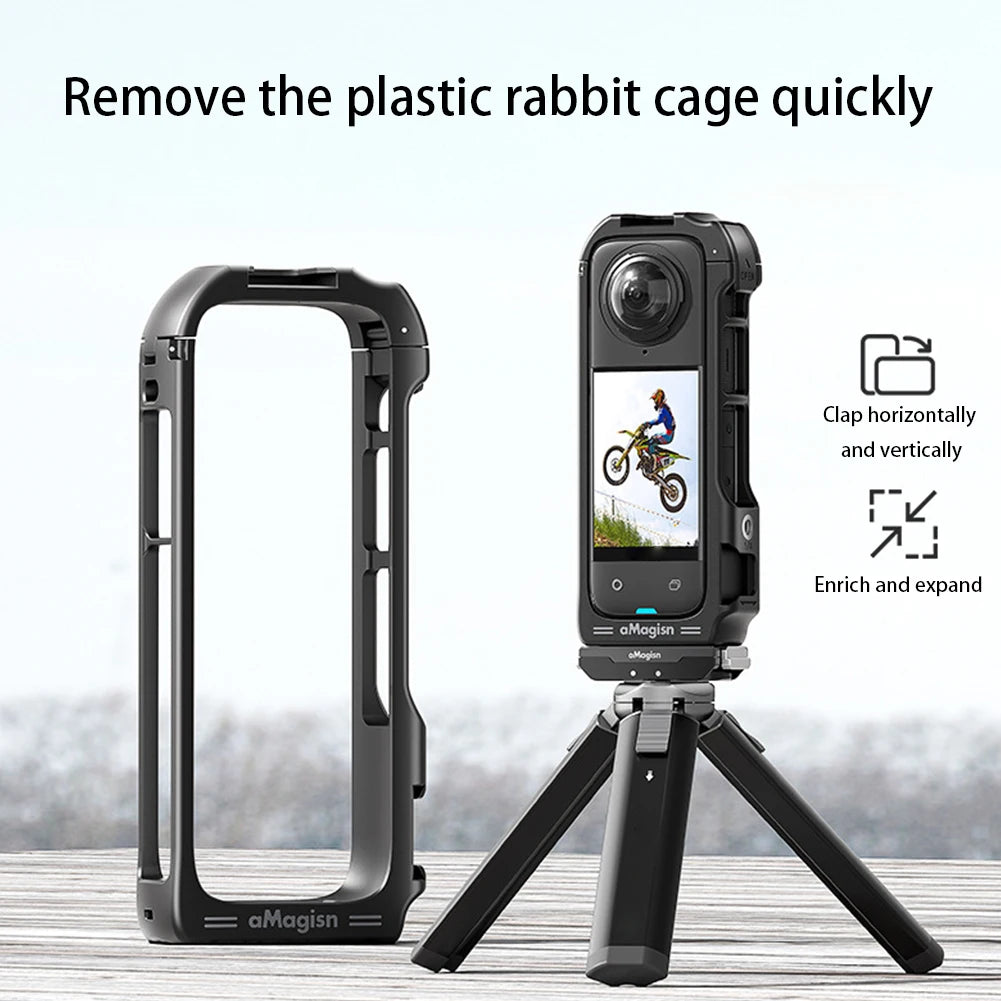 For Insta360 X4 Expansion Bracket Magnetic Quick Release Frame Cage Protective Case for Insta 360 X4 Action Camera Accessories