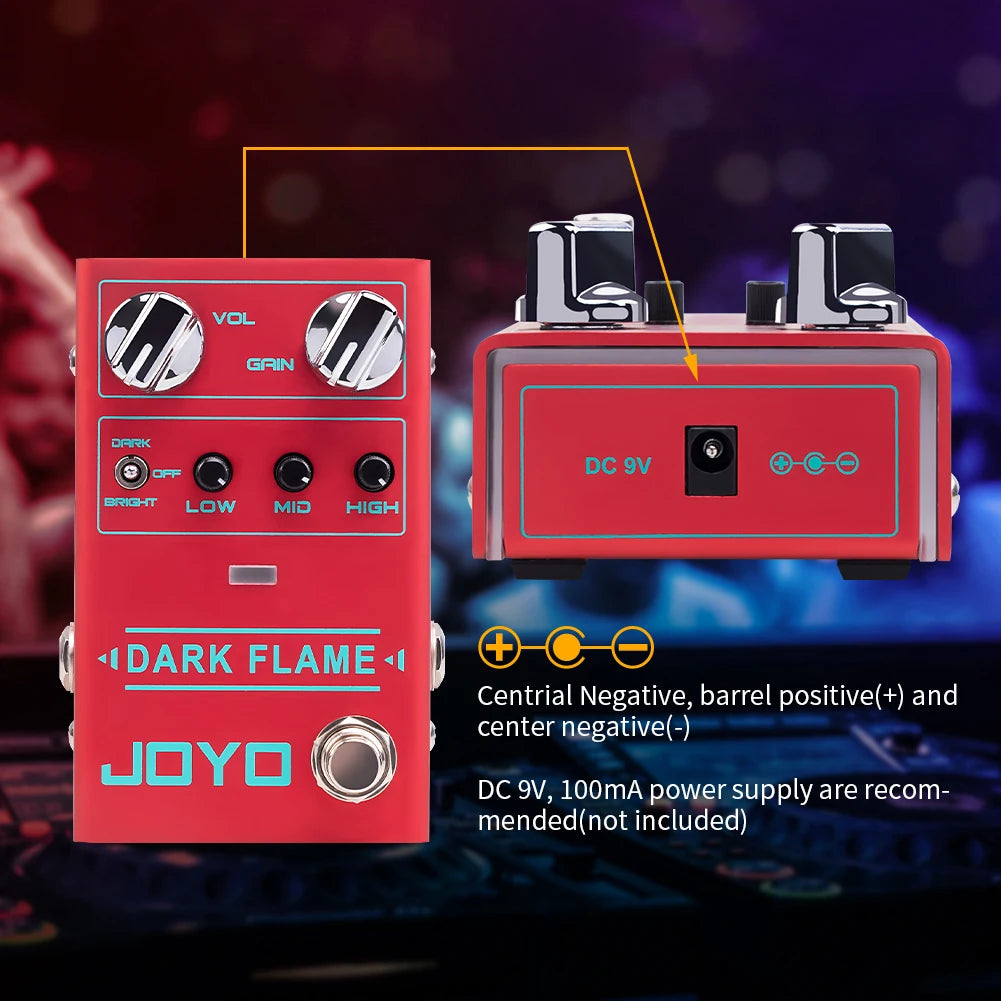 JOYO-R-17 DARK FLAME Distortion Pedal, High Gain Metal Effect, Multiple Tones, 3 Band EQ Pedal for Guitar, Riff Solo