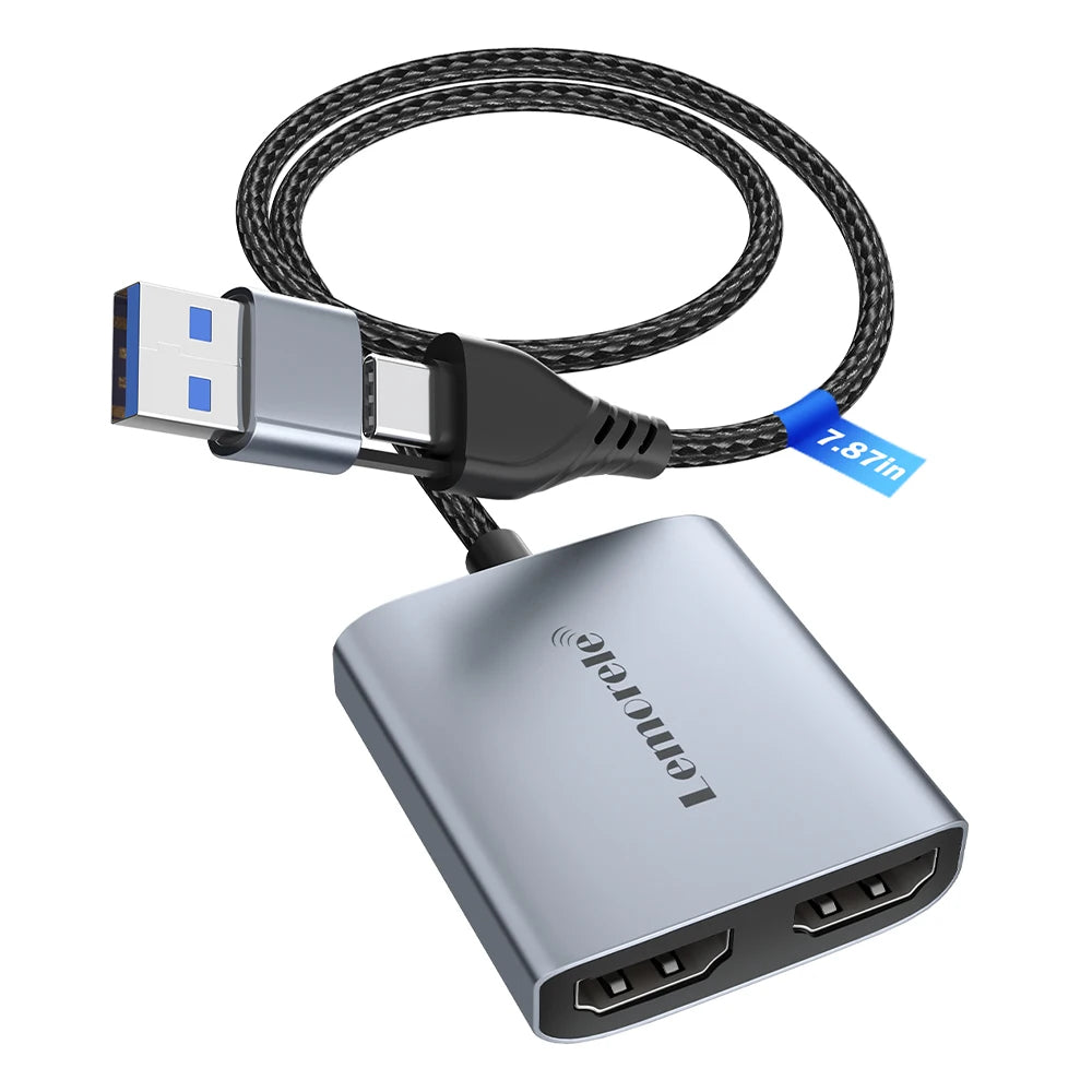 Lemorele USB 2.0 Video Capture Card HDMI-compatible to USB/Type-c Game Grabber Record ms2130 for Switch Xbox PS4/5 Live Broadcas