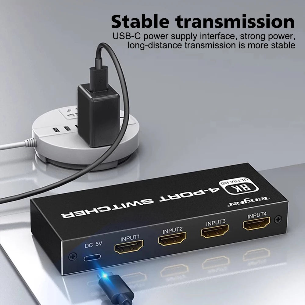 NEW 5 in 1 out 4K 120Hz HDMI-compatible 2.1 Switcher SelectorHD Switch 4 IN 1 8K 60Hz HDMI-compatible Splitter for laptop Switch