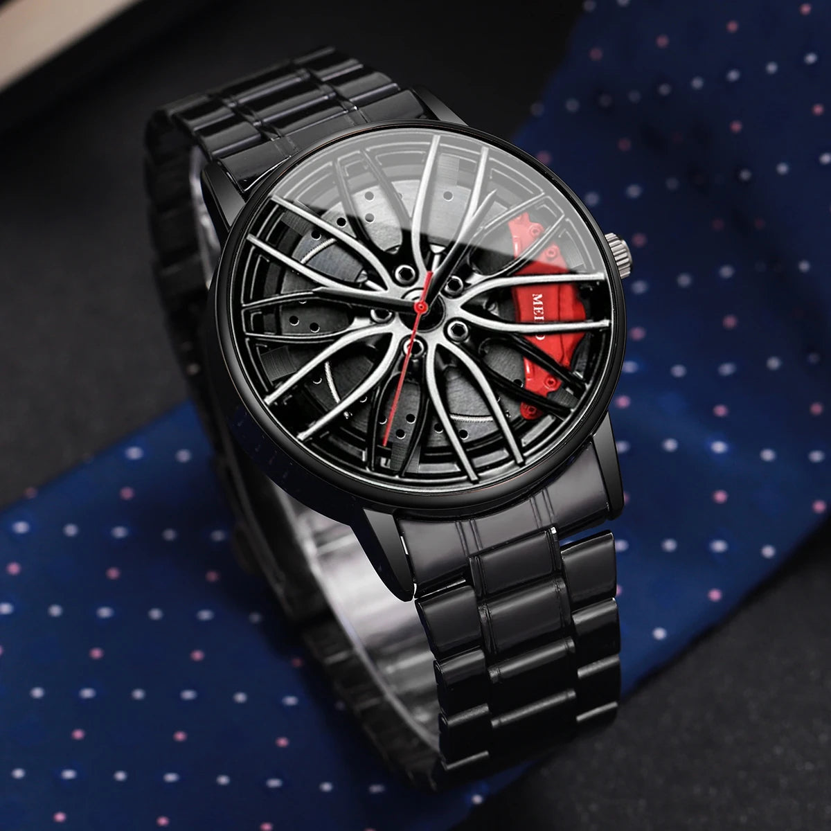 1PC Surprise Mystery Watch Blind Box-Fashion Men Sports Watches 3d Car Wheel Stainless Steel Band Wrist Watch（Without Box）
