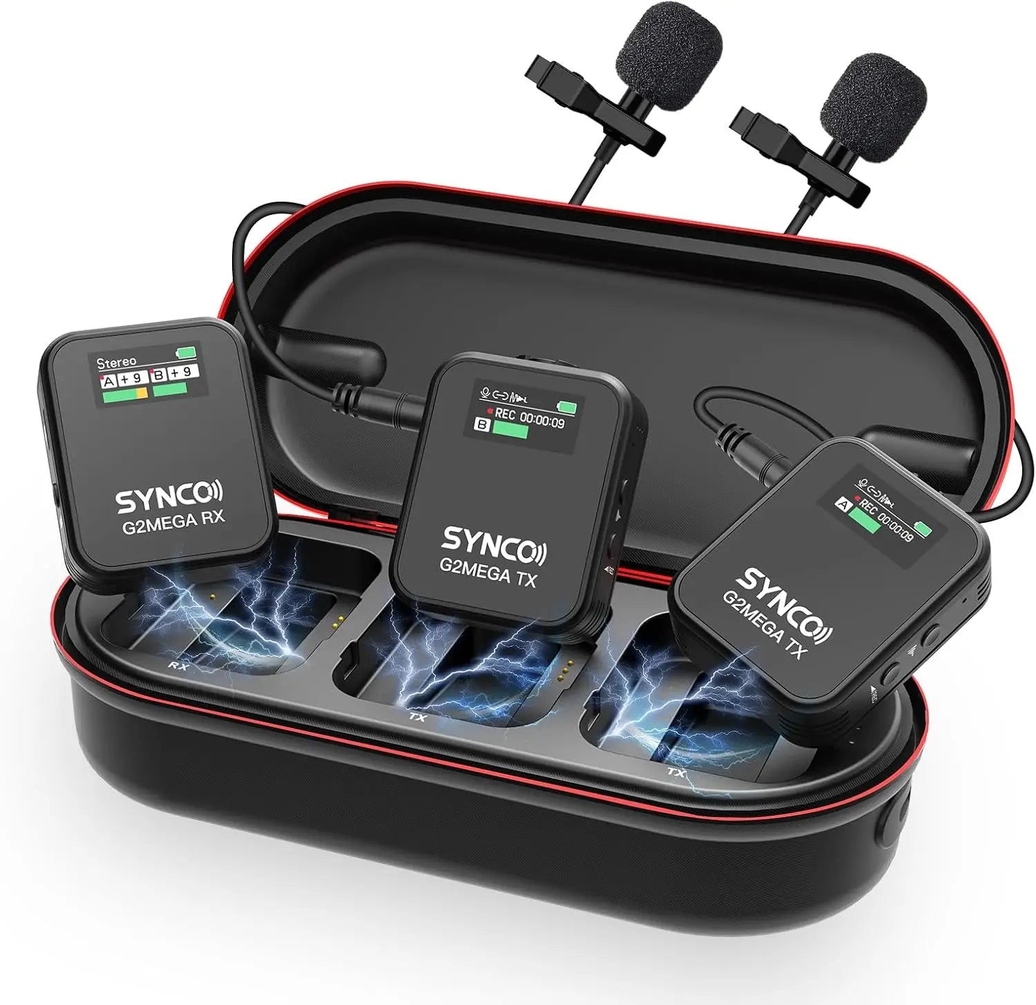 SYNCO Wireless Lavalier Microphone, G2(A2) 2.4G Dual Transmitter 48KHz 24Bit Lapel Mic 656FT 8H for Online Class Vlog