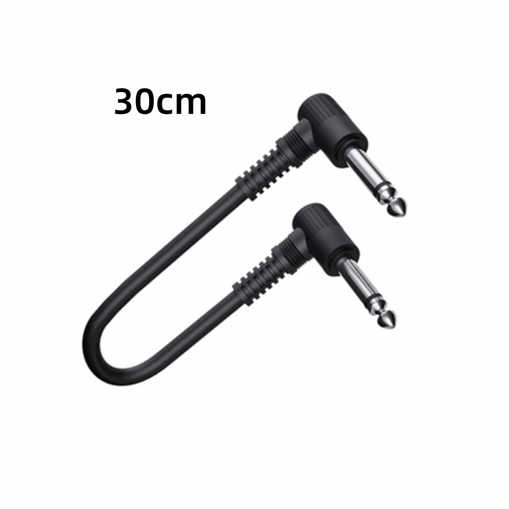 15cm/30cm Guitar Effects Pedal Cable Copper Core Flat Design Guitar Instrument Cable Surface Wire Right-angle Plug Cable