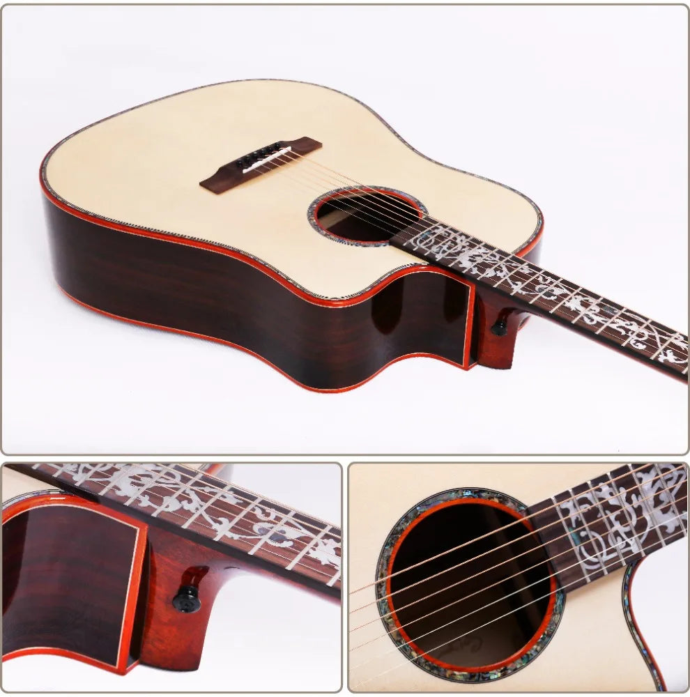 Popular Cutaway Wooden Pickguard Solid Acoustic Guitar All Solid