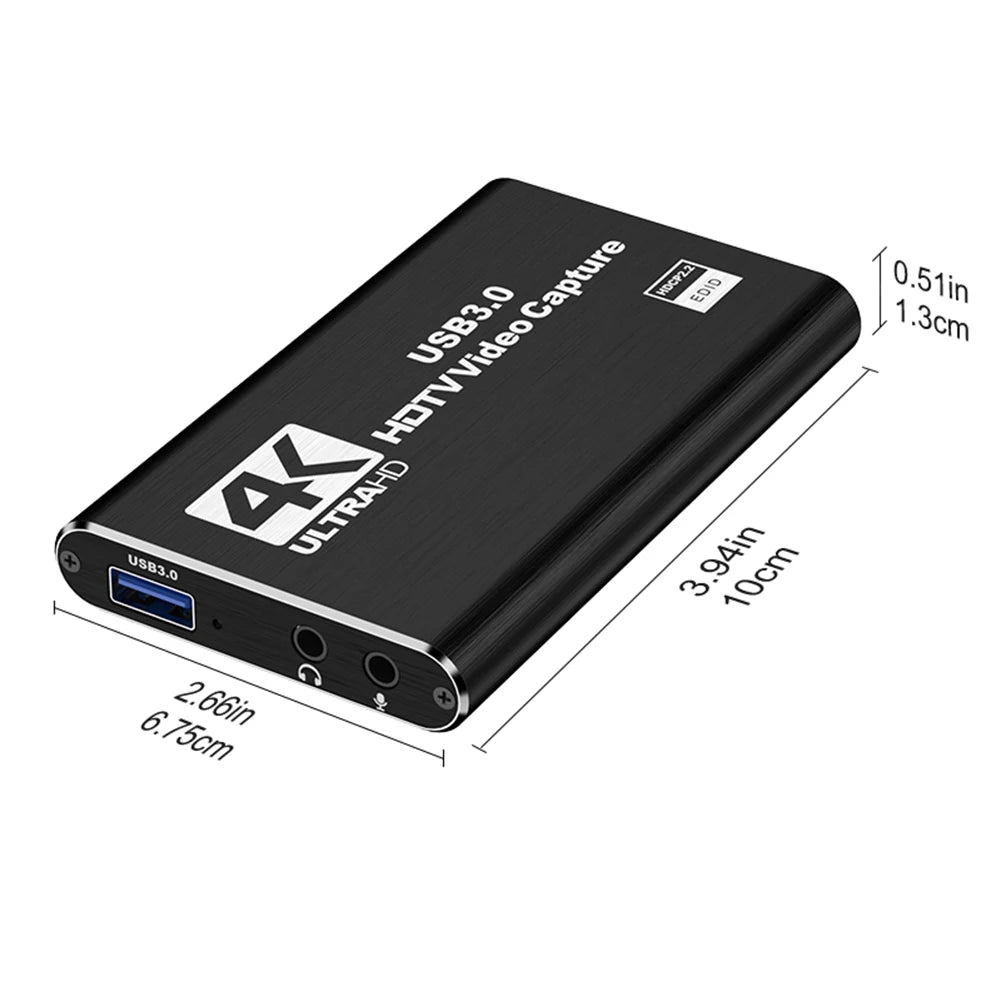 USB 3.0 4K HDMI-Compatible Capture Card 1080P 60FPS Audio Video Capture Card Video Grabber for Streaming Works for PS4/Camera/PC