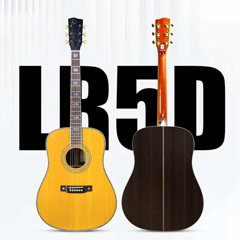 OEM/ODM LR5D 41 Inch All Solid Spruce/Rosewood Acoustic Guitar 650mm Scal Length Professional Use Chinese Factory Direct Sale