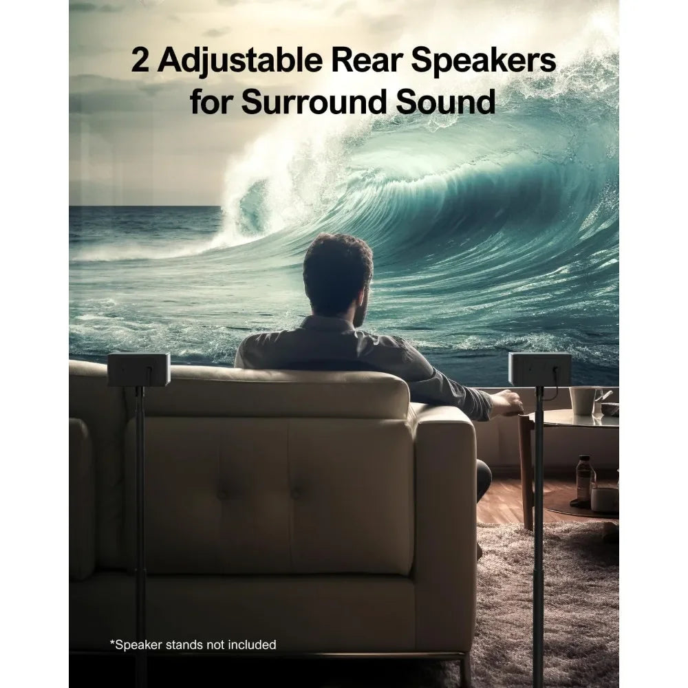 5.1 Virtual Surround Sound Bar, 320W Home Theater Surround System with Adjustable Speakers & Subwoofer, TV Speaker Soundbar, So