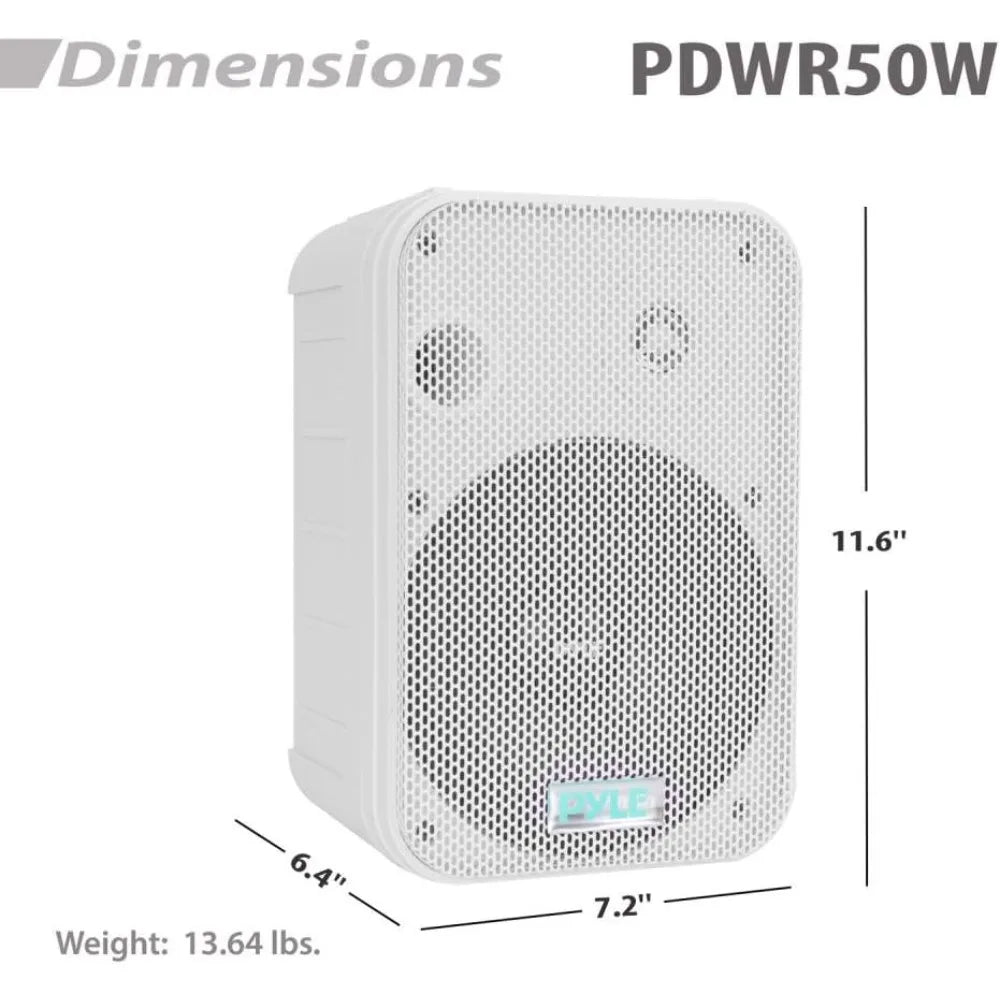 2 Way Speaker System Pair - 500W Peak Power 16.51cm Passive Weatherproof Wall / Ceiling Mounted