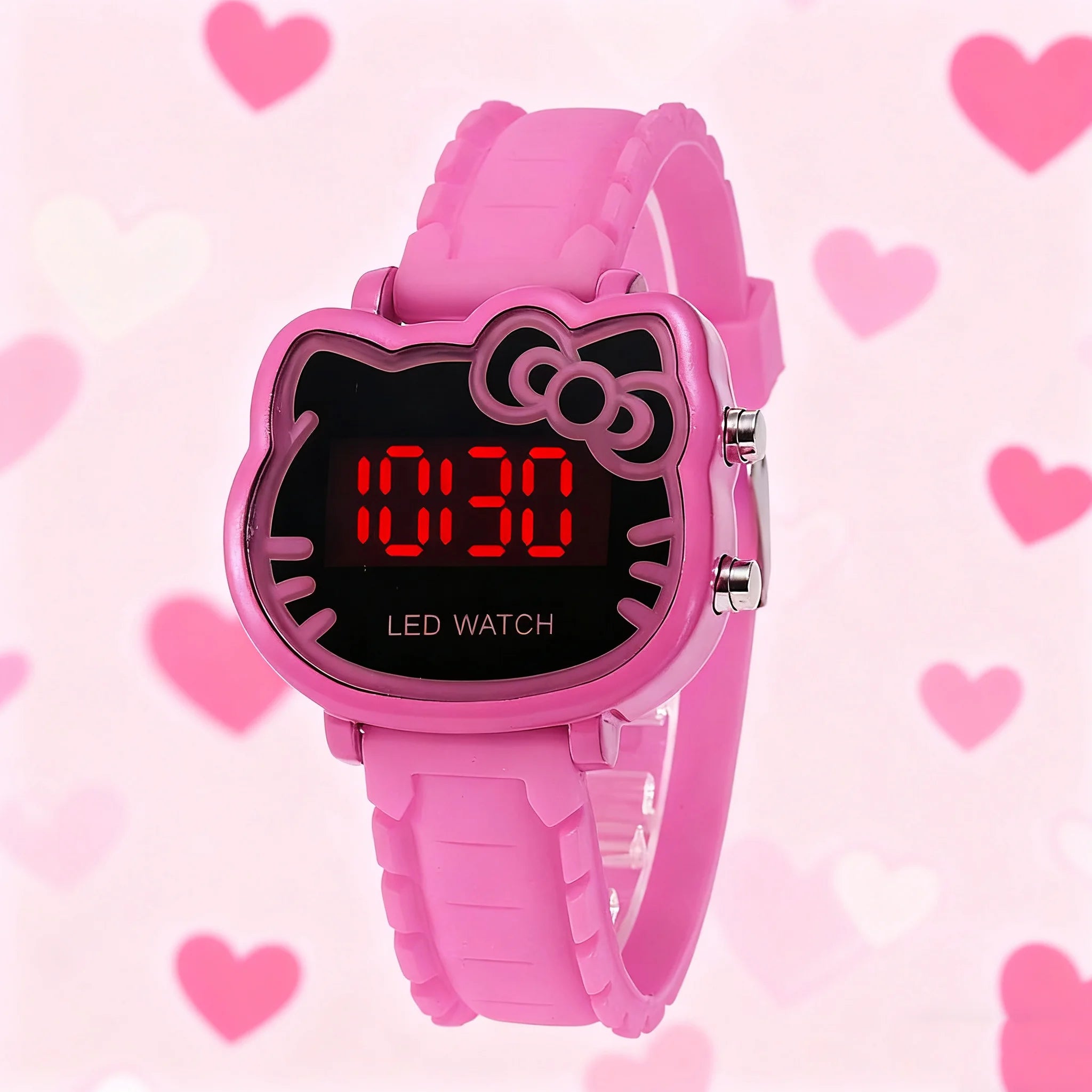 1pcs/set; Hot sale cute kt cat LED electronic watch silicone electronic children's watch female student watch