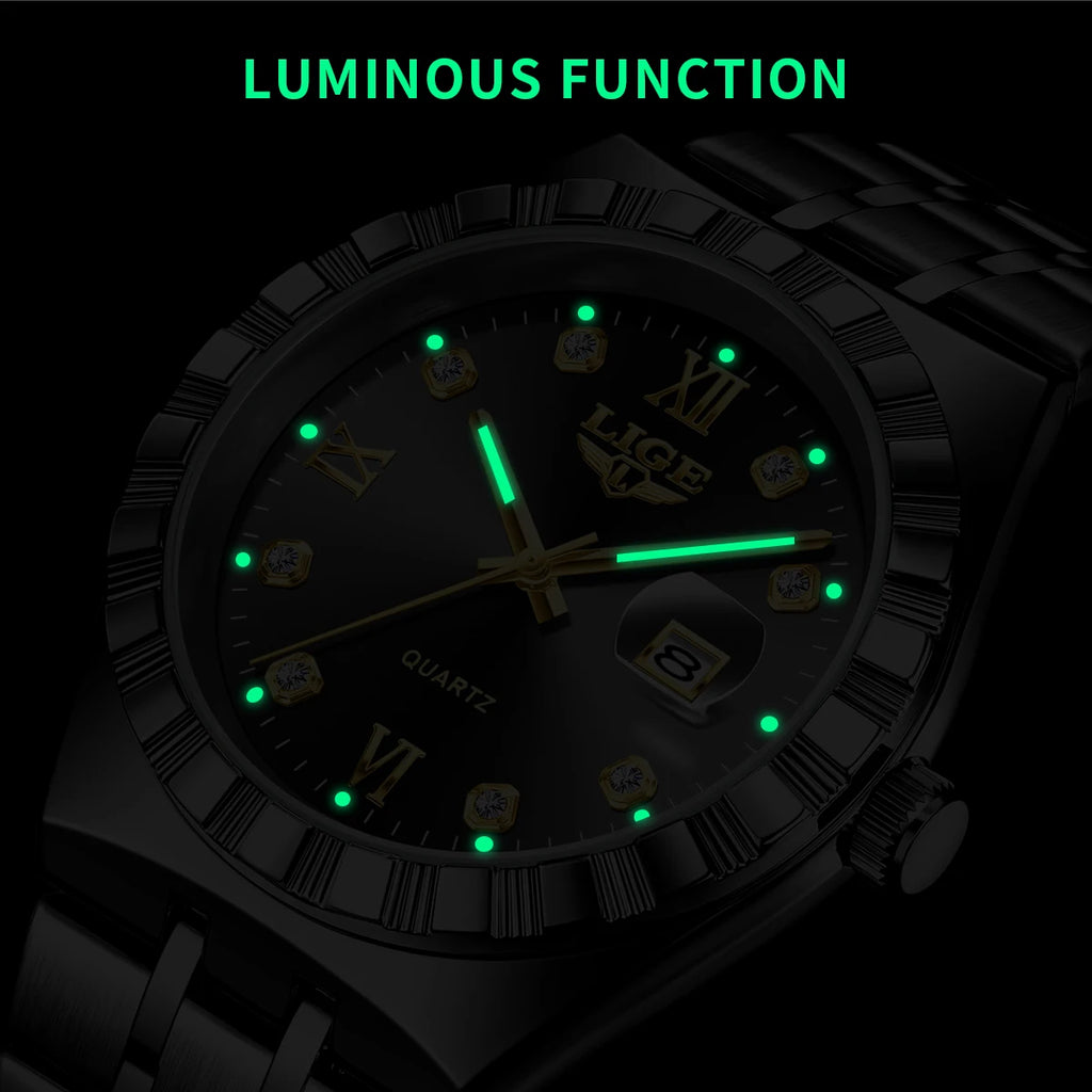 LIGE Original Quartz Man Wristwatch Fashion Luxury Date Waterproof Luminous Stainless Steel Casual Sports Clocks Watches for Men