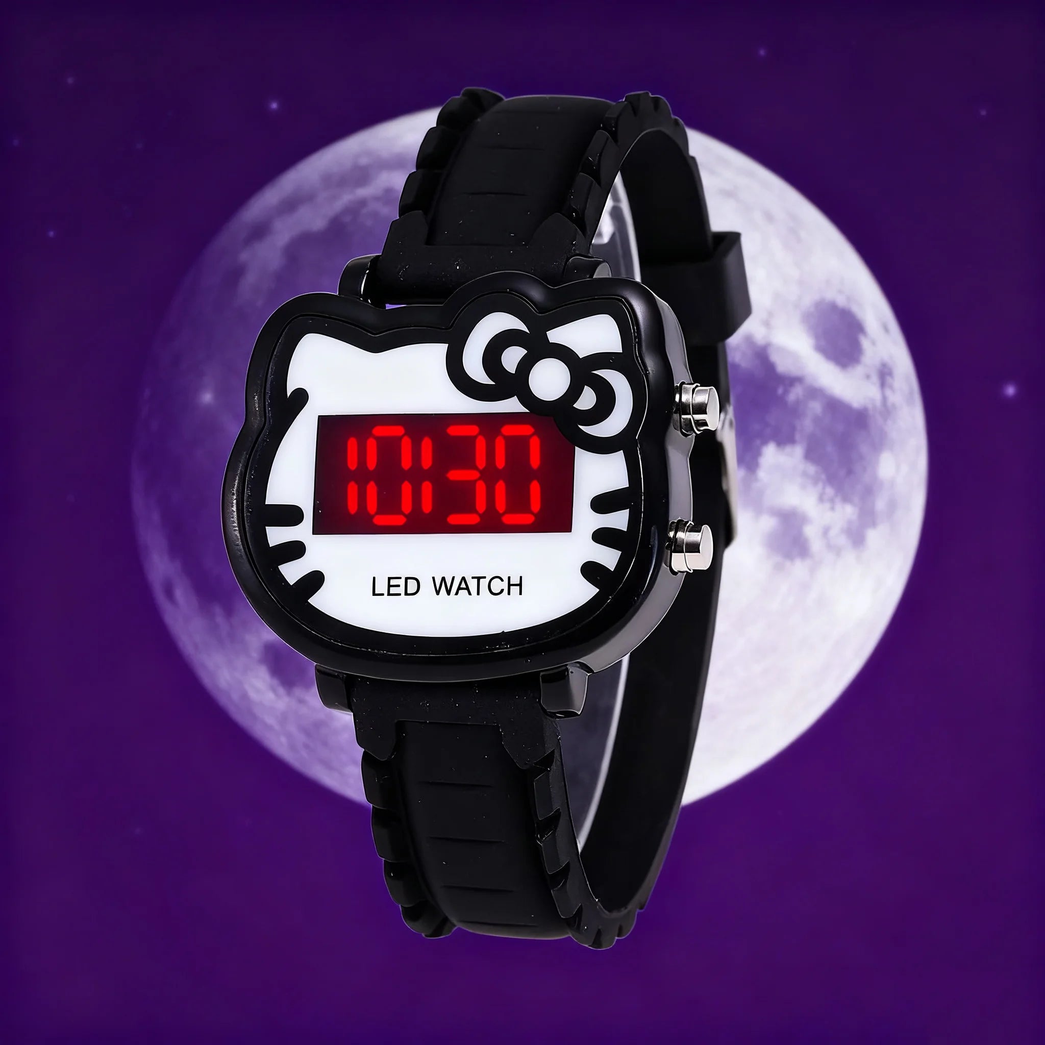 1pcs/set; Hot sale cute kt cat LED electronic watch silicone electronic children's watch female student watch