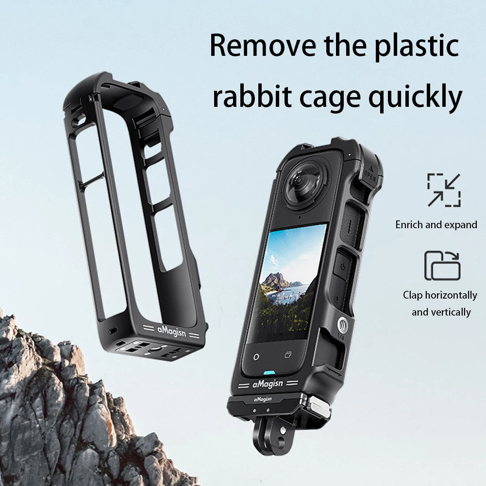 For Insta360 X4 Expansion Bracket Magnetic Quick Release Frame Cage Protective Case for Insta 360 X4 Action Camera Accessories