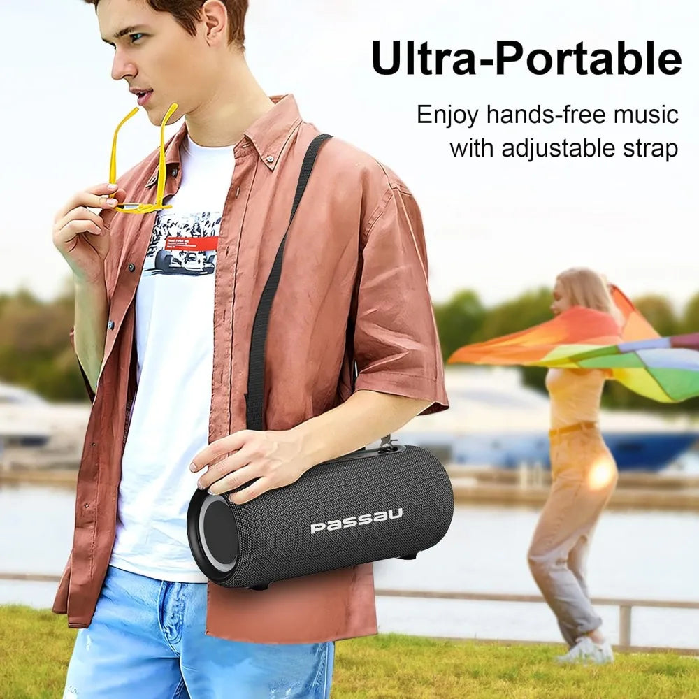 Portable Bluetooth Speaker 40W Peak Stereo Sound Deep Bass RGB Light IPX5 Waterproof Outdoor Speaker with Adjustable Strap
