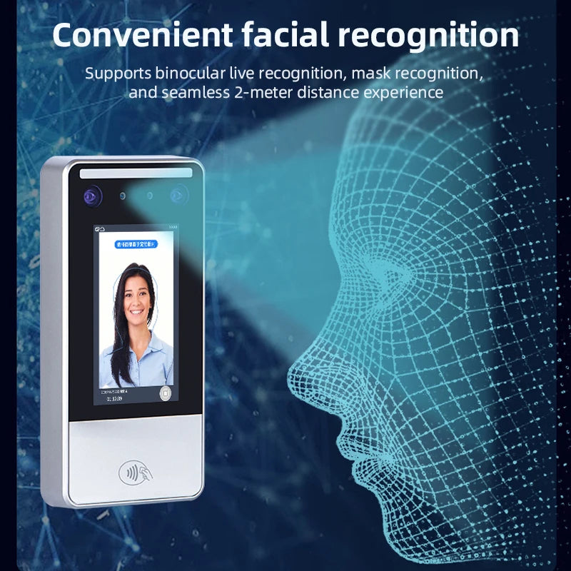 Multi-Biometric Attendance Machine with 5000 Fingerprint Storage Mask Detection Alarm Output Time Recording Product