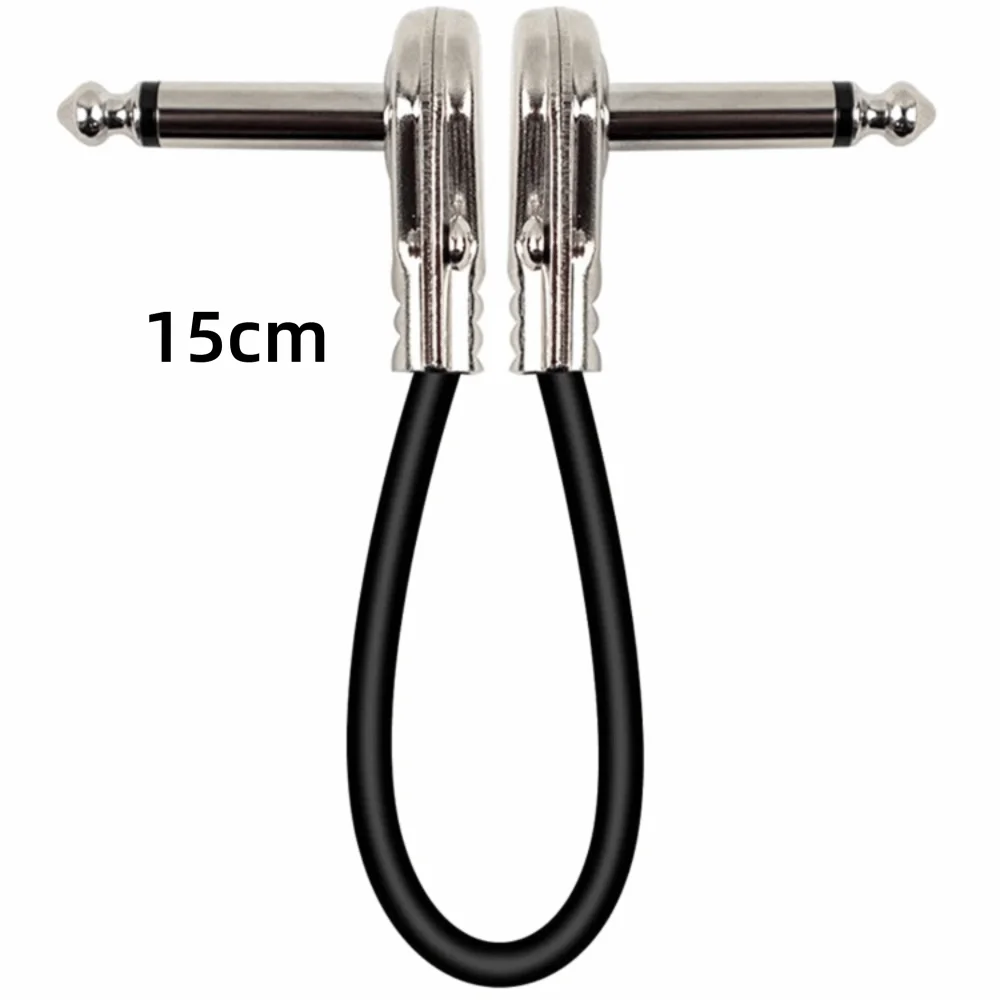15cm/30cm Guitar Effects Pedal Cable Copper Core Flat Design Guitar Instrument Cable Surface Wire Right-angle Plug Cable