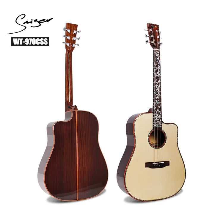 Popular Cutaway Wooden Pickguard Solid Acoustic Guitar All Solid