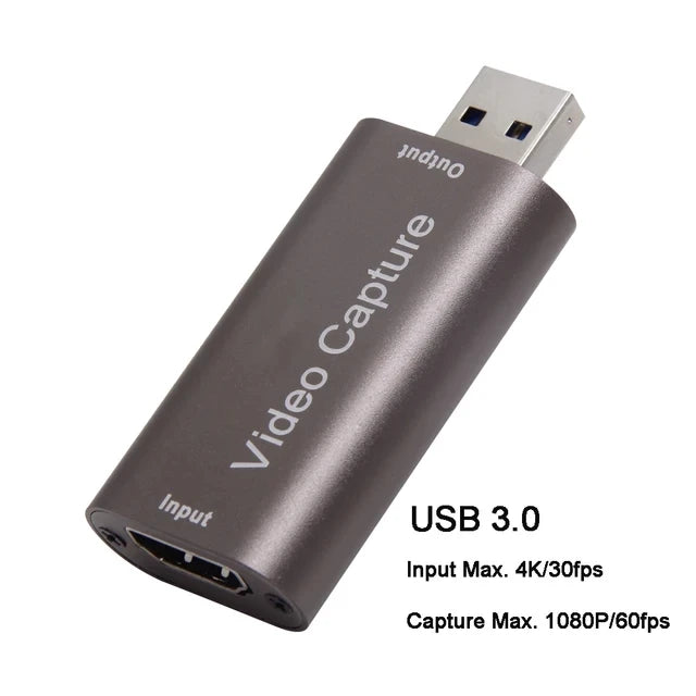 USB Audio Video Capture Card 4K 1080P HDMI-compatible USB 3.0 Record to DSLR Camcorder Action Cam for Gaming Streaming Teaching