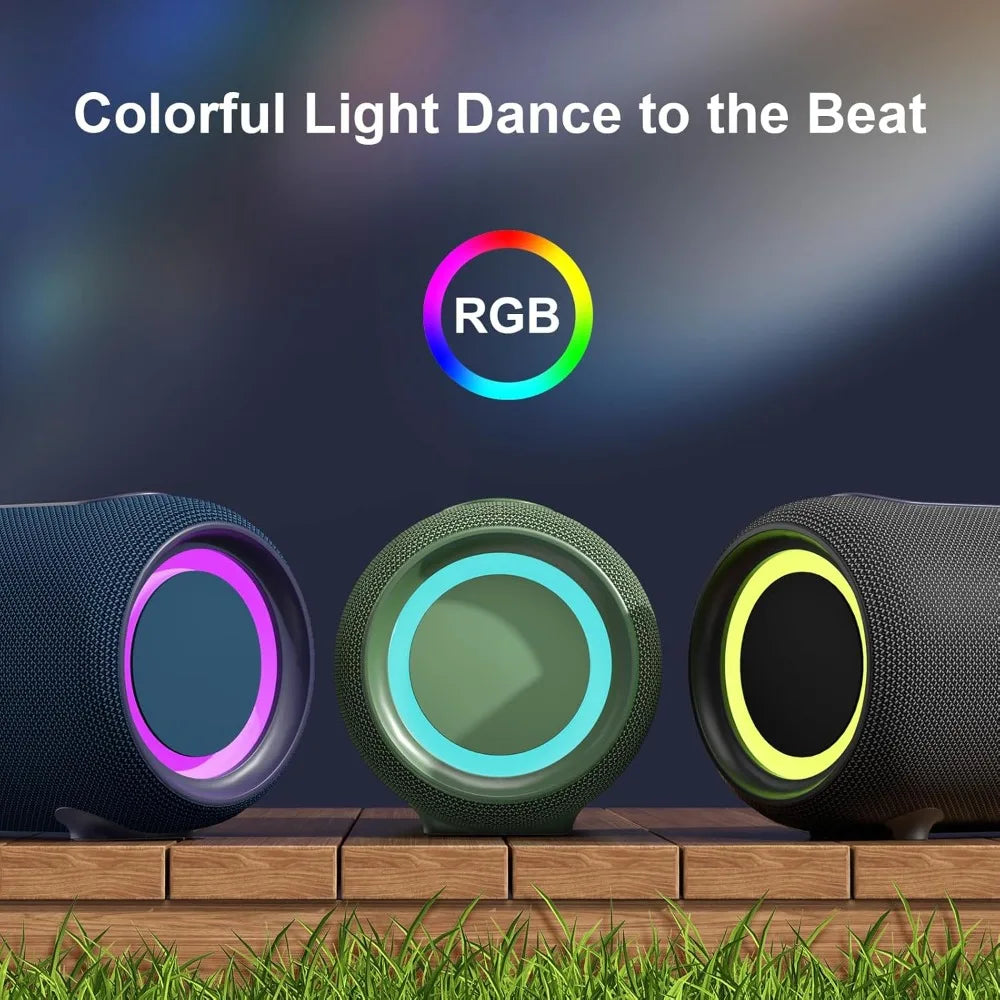 Portable Bluetooth Speaker 40W Peak Stereo Sound Deep Bass RGB Light IPX5 Waterproof Outdoor Speaker with Adjustable Strap