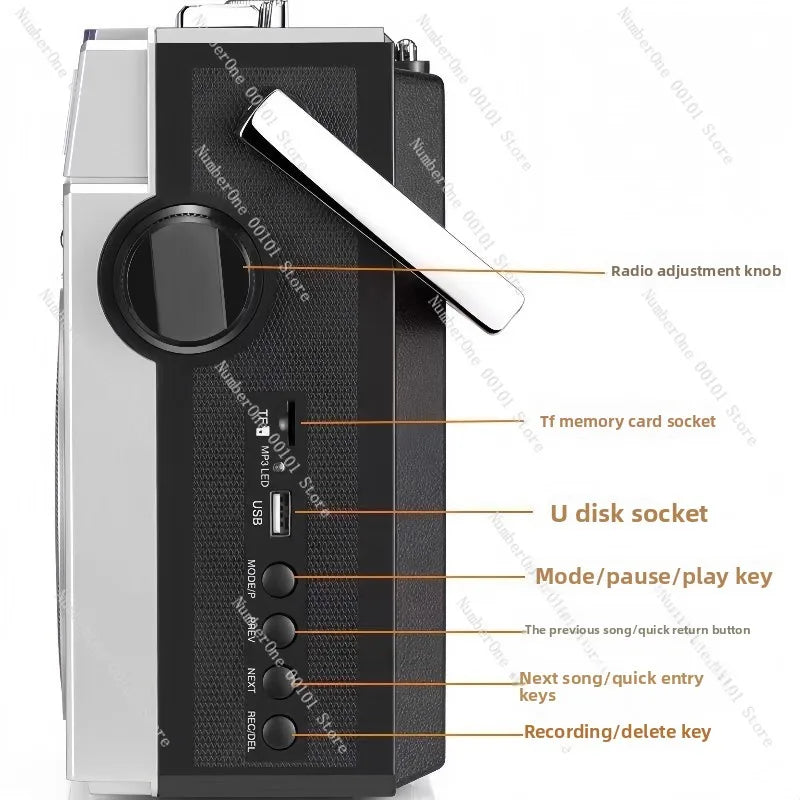 Tape machine Portable radio Cassette machine Bluetooth dual speaker stereo sound high power