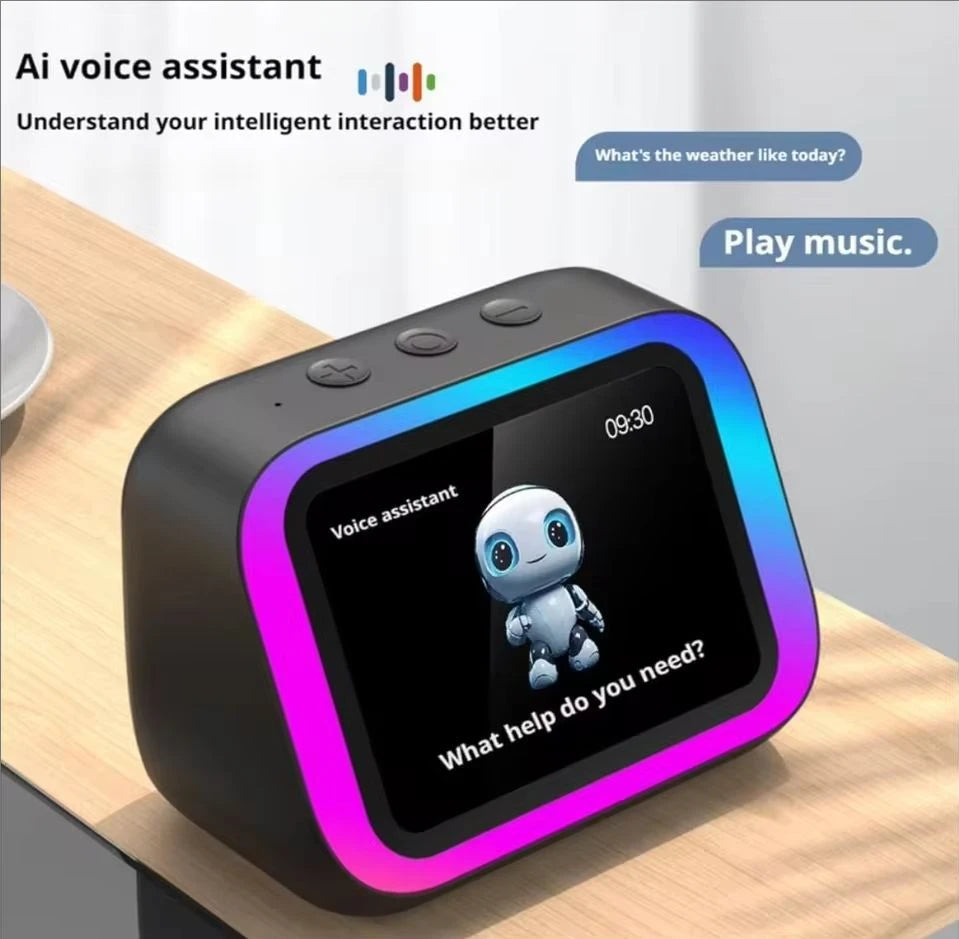 AI Smart Bluetooth 5.4 Speaker HD Touch Screen Display Electronic Album Alarm Clock Hi-fi Stereo Sound Voice Speaking Assistant