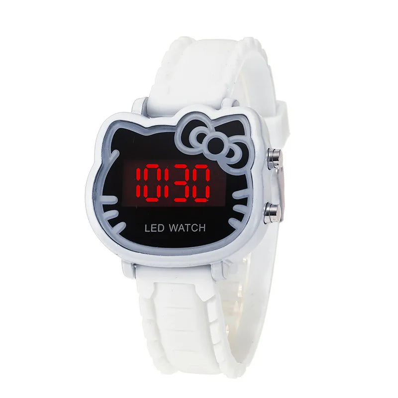 1pcs/set; Hot sale cute kt cat LED electronic watch silicone electronic children's watch female student watch