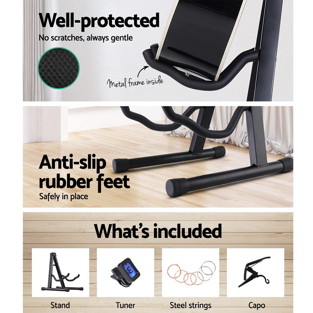 NNEDSZ Folding Acoustic Guitar Stand Bass Floor Rack Holder Accessories Pack-4