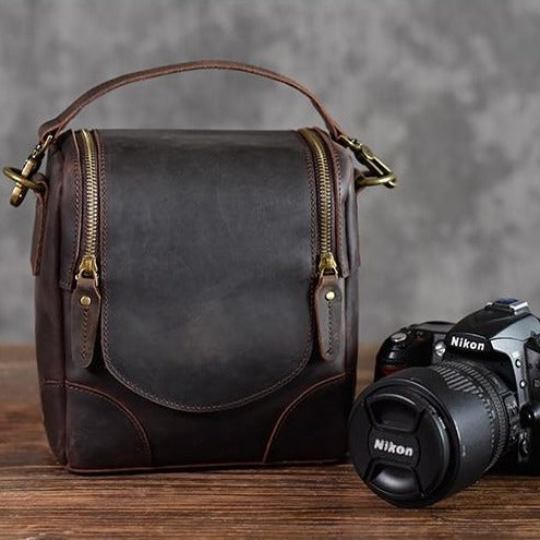 The Calista | Small Leather Camera Bag - Leather Camera Lens Case-1