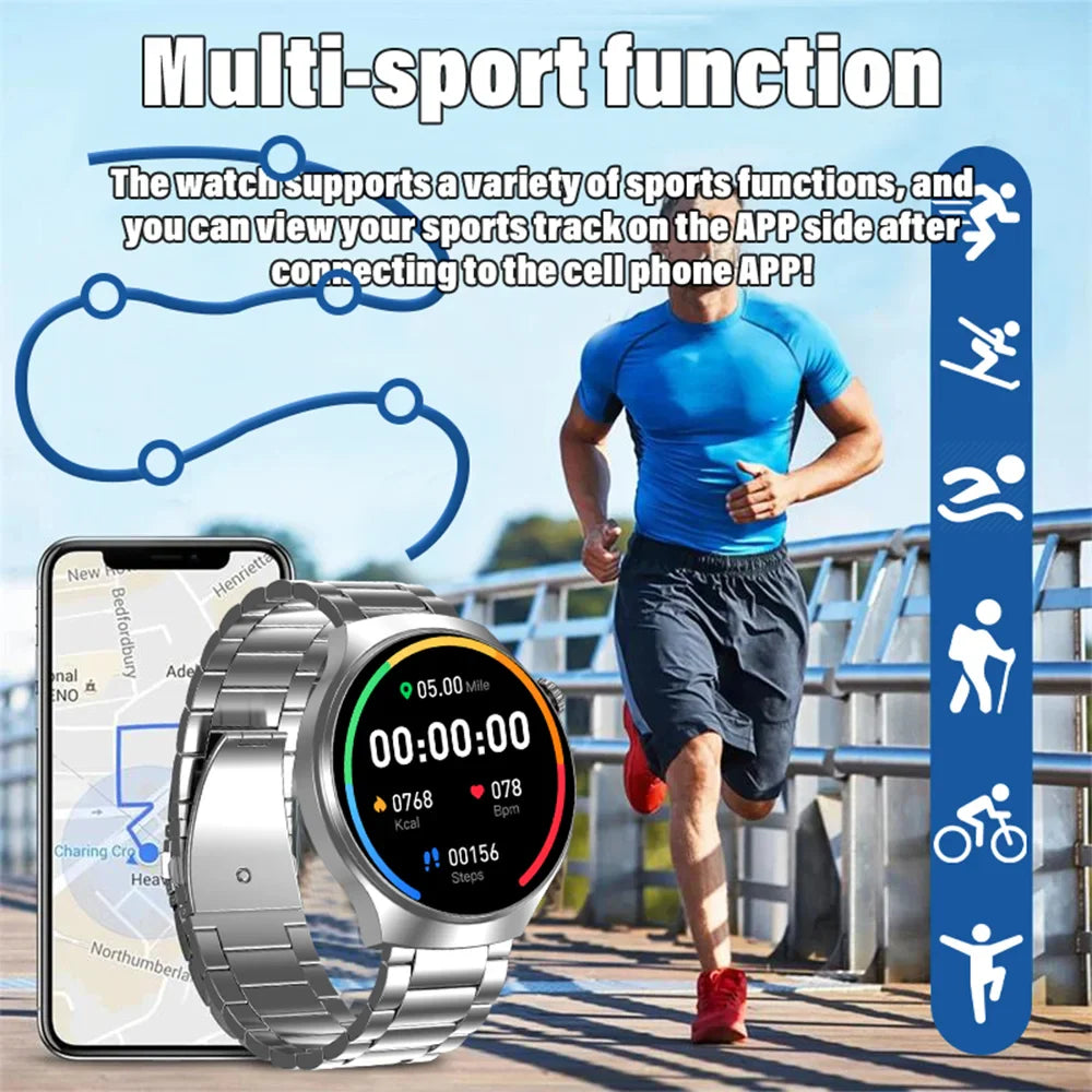 NNEOBA Bluetooth Smartwatch Men HD Sports Fitness (Silver)-2