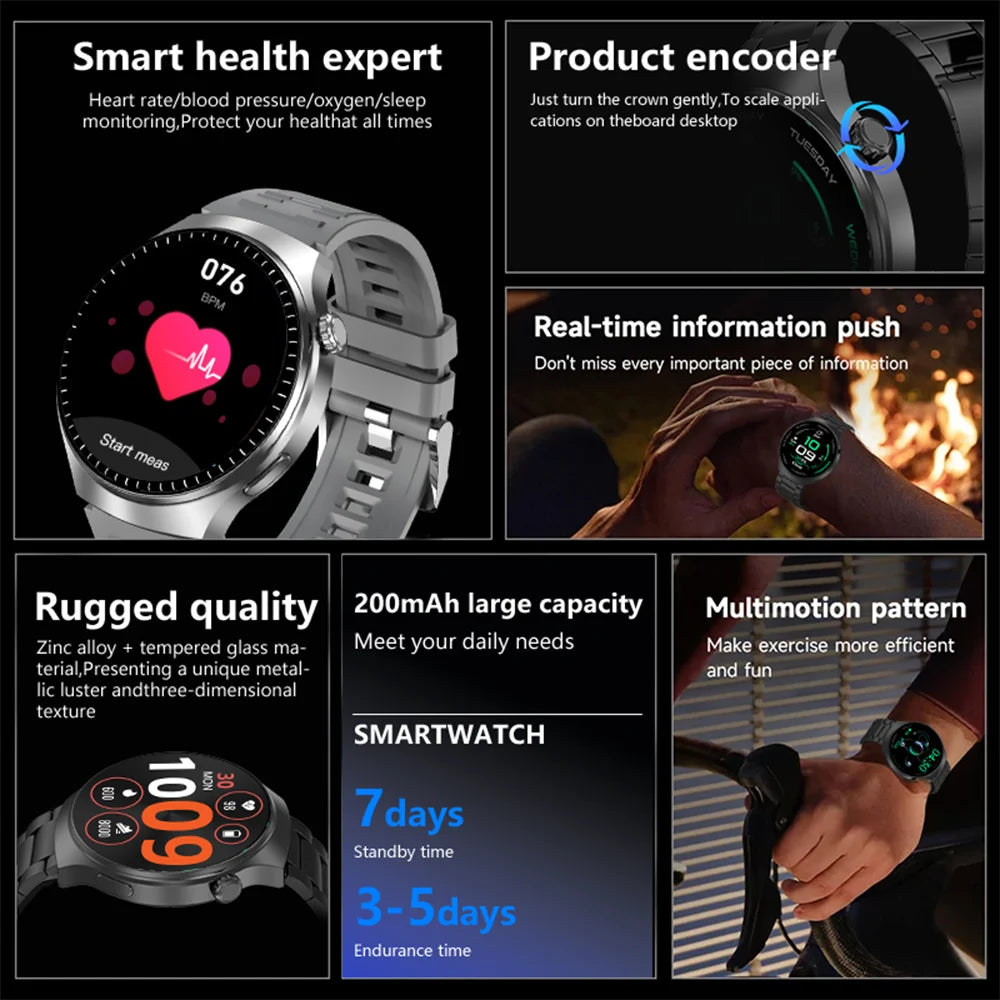 NNEOBA Bluetooth Smartwatch Men HD Sports Fitness (Silver)-3