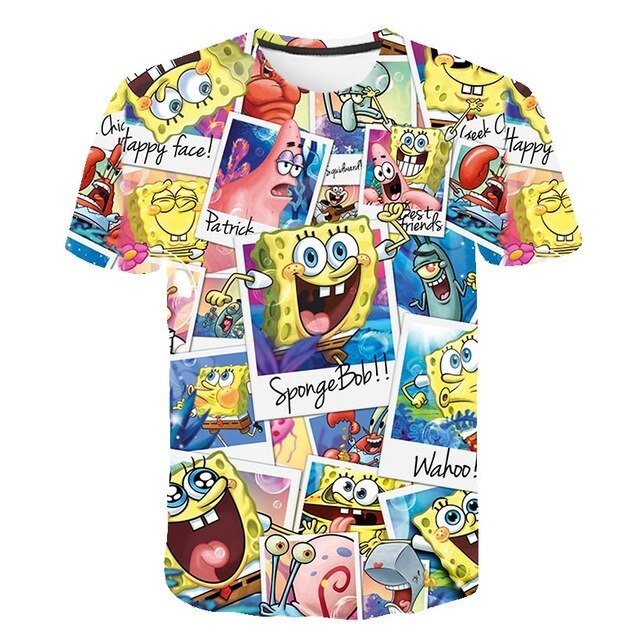 spongebob squarepants casual men's t-shirts, 3D printed t-shirts, casual cartoon fashion t-shirts, men and women-7