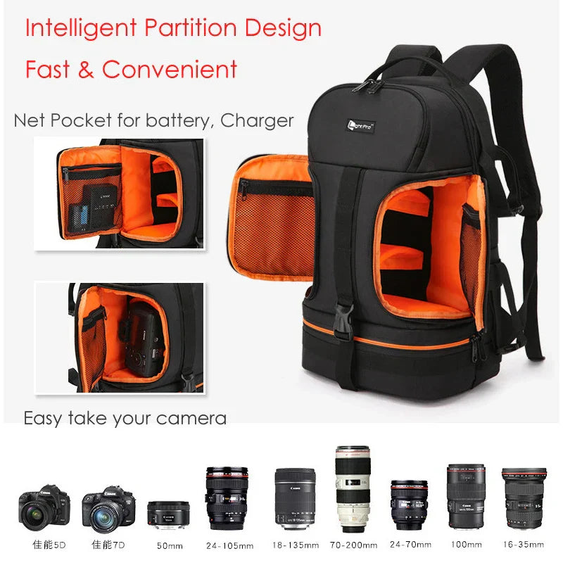 Camera Backpack Reflective StripeTripod Straps Orange-1