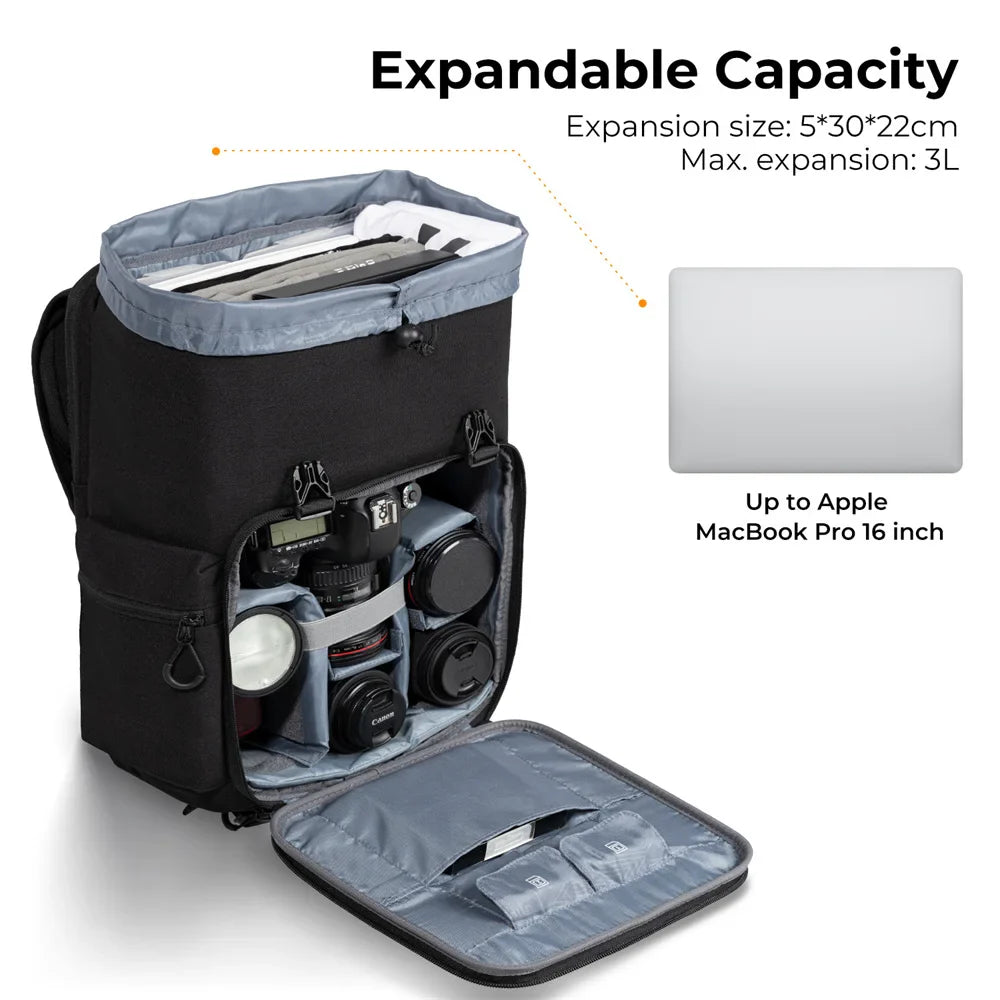 NNEOBA 25L Professional Camera Backpack Black-3