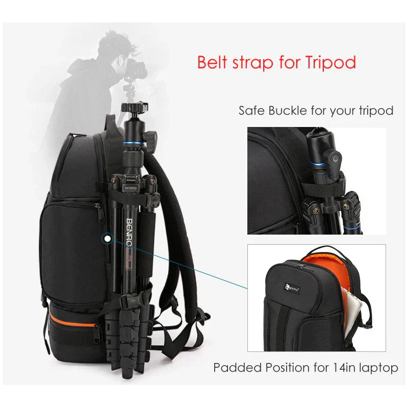 Camera Backpack Reflective StripeTripod Straps Orange-3