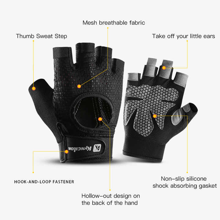 NNEDSZ M Black Fingerless Sports Gloves - Non-Slip Silicone Palm Pads for Cycling, Weightlifting, and Fitness Training-3